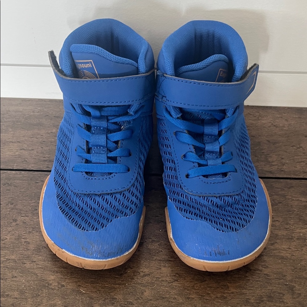 Blue Kids wrestling shoes with Hook-and-Loop Strap